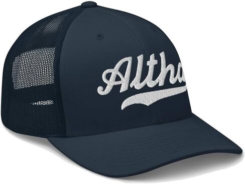 Altha Hat Altha Trucker Hat Baseball Script Embroidered Cap Vintage Sports Mesh Swoosh Gift Souvenir Headwear FL in Saudi Arabia