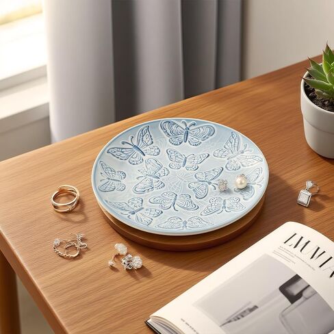 Ceramic Jewelry Dish, Decorative Tray for Rings Earrings Necklaces Bracelet Watch Keys, 4.50" Trinket Tray as Gifts for Women (White Shell) in Saudi Arabia