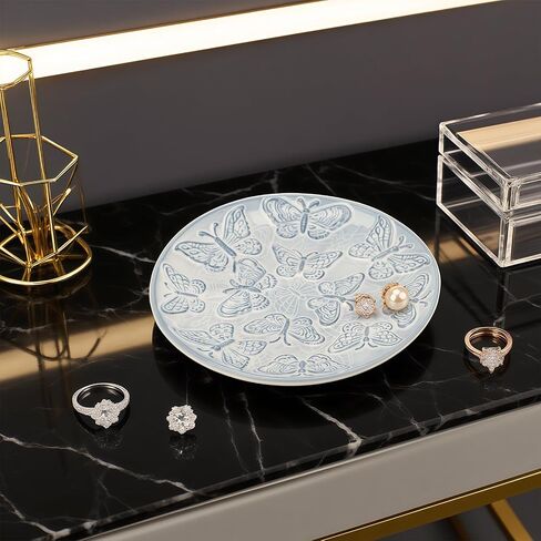 Ceramic Jewelry Dish, Decorative Tray for Rings Earrings Necklaces Bracelet Watch Keys, 4.50" Trinket Tray as Gifts for Women (White Shell) in Saudi Arabia