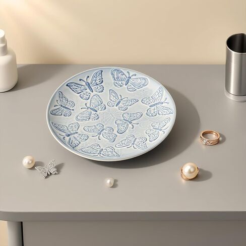 Ceramic Jewelry Dish, Decorative Tray for Rings Earrings Necklaces Bracelet Watch Keys, 4.50" Trinket Tray as Gifts for Women (White Shell) in Saudi Arabia