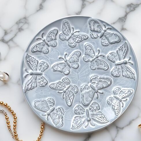 Ceramic Jewelry Dish, Decorative Tray for Rings Earrings Necklaces Bracelet Watch Keys, 4.50" Trinket Tray as Gifts for Women (White Shell) in Saudi Arabia