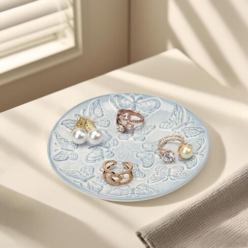 Ceramic Jewelry Dish, Decorative Tray for Rings Earrings Necklaces Bracelet Watch Keys, 4.50" Trinket Tray as Gifts for Women (White Shell) in Saudi Arabia