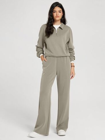 ODODOS Modal Soft Half-Zip Collared Sweatshirts for Women Long Sleeve Relaxed Fit Pullover Top with Pockets in Saudi Arabia