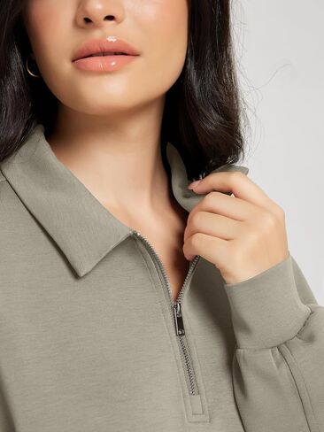 ODODOS Modal Soft Half-Zip Collared Sweatshirts for Women Long Sleeve Relaxed Fit Pullover Top with Pockets in Saudi Arabia