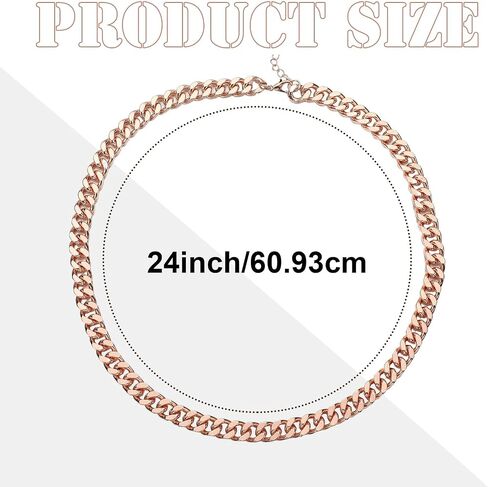 Tondiamo 1 Pack Copper Chain Necklace 24" Pure Copper Cuban Link Necklace for Men Heavy Solid Jewelry Chain, Ideal Gifts for Men and Husbands in Saudi Arabia