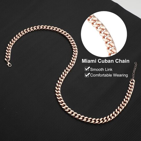 Tondiamo 1 Pack Copper Chain Necklace 24" Pure Copper Cuban Link Necklace for Men Heavy Solid Jewelry Chain, Ideal Gifts for Men and Husbands in Saudi Arabia