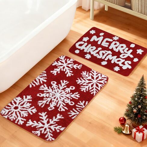 2-Piece Halloween Bath Mat Set – Orange Non-Slip Plush Bathroom Rug Set, Absorbent & Machine Washable High-Pile Mats for Toilet, Kitchen, Entryway, Fall Holiday Décor 16x24 & 32x20 Inch in Saudi Arabia