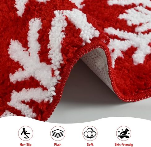 2-Piece Halloween Bath Mat Set – Orange Non-Slip Plush Bathroom Rug Set, Absorbent & Machine Washable High-Pile Mats for Toilet, Kitchen, Entryway, Fall Holiday Décor 16x24 & 32x20 Inch in Saudi Arabia