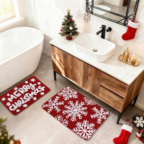 2-Piece Halloween Bath Mat Set – Orange Non-Slip Plush Bathroom Rug Set, Absorbent & Machine Washable High-Pile Mats for Toilet, Kitchen, Entryway, Fall Holiday Décor 16x24 & 32x20 Inch in Saudi Arabia
