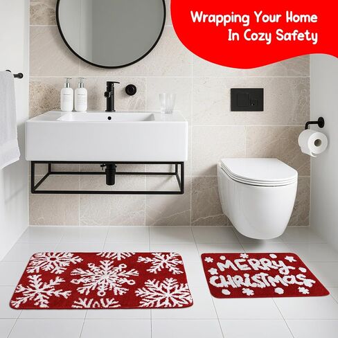 2-Piece Halloween Bath Mat Set – Orange Non-Slip Plush Bathroom Rug Set, Absorbent & Machine Washable High-Pile Mats for Toilet, Kitchen, Entryway, Fall Holiday Décor 16x24 & 32x20 Inch in Saudi Arabia