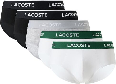 Lacoste mens Cotton Stretch Essentials Briefs, 5-pack (Amazon Exclusives) in Saudi Arabia