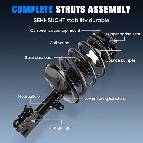 Front & Rear w/Coil Strut and Sway Bar Links for Toyota Camry 2.2L 1997 1998 1999 2000 2001, for Solara 2.2L 2.4L 1999-2003, Shock Absorber Spring Replace for 171678, 171679, 171680, 171681 K9031, 8PC in Saudi Arabia