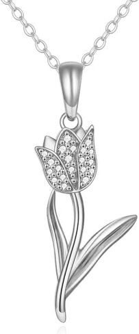 14K Gold Tulip Necklace for Women,14K Real Gold Tulip Flower Pendant Necklace Jewelry Birthday Christmas Gift for Mom Her Wife Sister in Kuwait