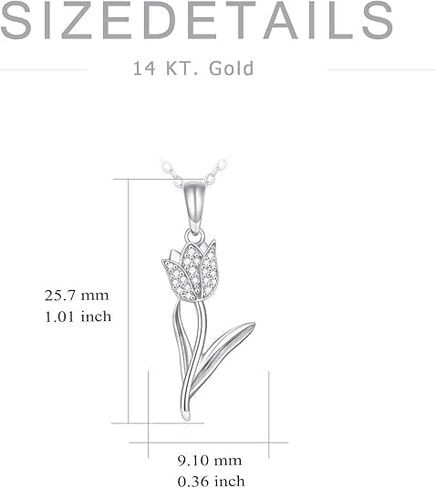 14K Gold Tulip Necklace for Women,14K Real Gold Tulip Flower Pendant Necklace Jewelry Birthday Christmas Gift for Mom Her Wife Sister in Kuwait