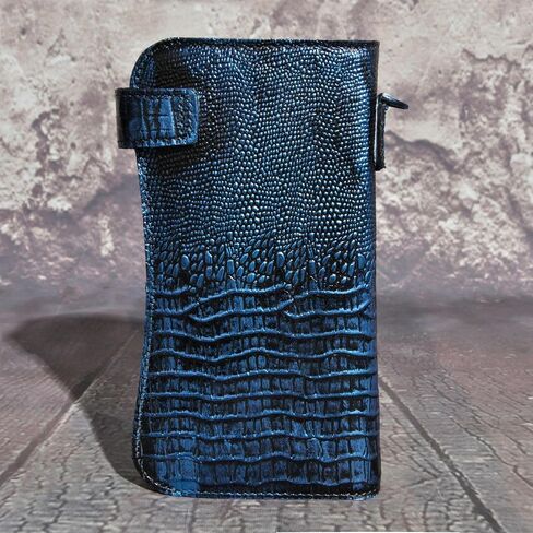 Vintage Genuine Leather Organizer Wallet for Men RFID Blocking with Snap Closure (Dark Blue) in Kuwait