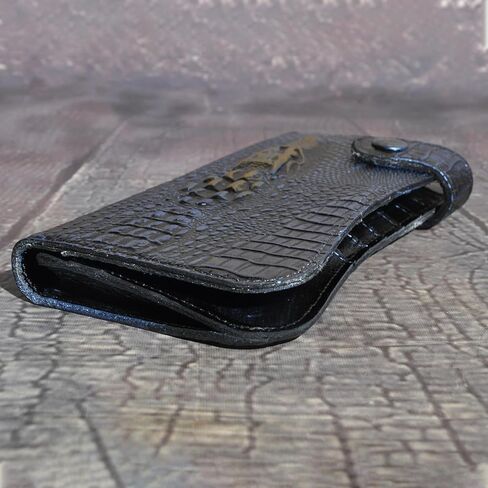 Vintage Genuine Leather Organizer Wallet for Men RFID Blocking with Snap Closure (Dark Blue) in Kuwait