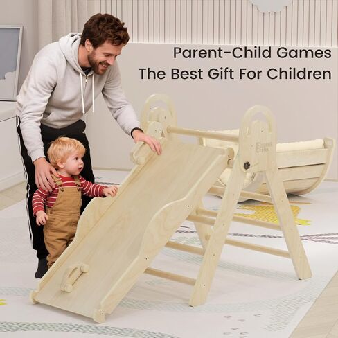 Pikler Triangle Set with Cushion, Indoor Climbing Toys, Montessori Climbing Set, Climbing Toys for Toddlers 1-3 Inside, 9 Combinations Indoor Playground Jungle Gyms in Saudi Arabia