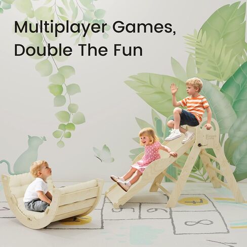 Pikler Triangle Set with Cushion, Indoor Climbing Toys, Montessori Climbing Set, Climbing Toys for Toddlers 1-3 Inside, 9 Combinations Indoor Playground Jungle Gyms in Saudi Arabia