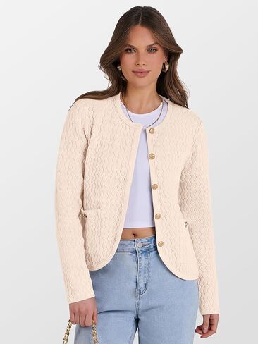 Caracilia Women's Cropped Cardigan Sweaters Open Front Button Down Knit Lady Jackets Outerwear with Pocktes 2024 Fall Clothes in Kuwait