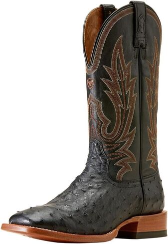 ARIAT Mens Showboat Black Full Quill Ostrich Vamp Ancient Black Top Boot Black 9 D in Saudi Arabia