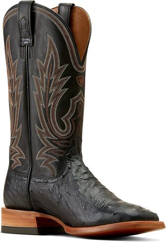 ARIAT Mens Showboat Black Full Quill Ostrich Vamp Ancient Black Top Boot Black 9 D in Saudi Arabia