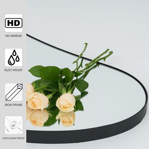 Irregular Wall Mirror, 38.5" x 17.7" Black Bathroom Mirror, Iron Framed Asymmetrical Mirror, Hanging Mirrors for Walls Make up Dressing Mirrors for Bedroom/Hallway/Livingroom Decor in Saudi Arabia