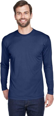 UltraClub Adult Cool Dry Sport Long-Sleeve Performance Interlock T-Shirt L NAVY in Saudi Arabia
