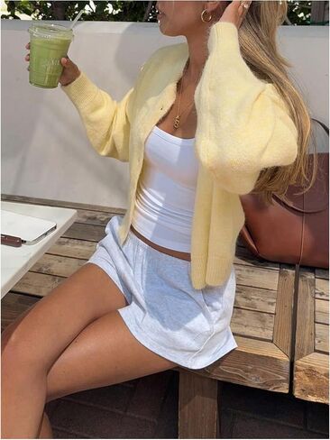 SHENHE Women's Button Front Long Sleeve Cardigans Causal Drop Shoulder Solid Knitted Sweaters in Saudi Arabia