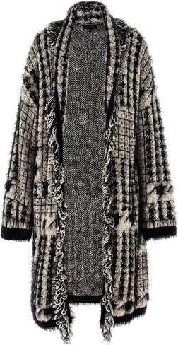 GUESS Women's Long Sleeve Fringed Patchwork Lee Cardigan in Saudi Arabia