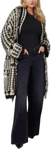 GUESS Women's Long Sleeve Fringed Patchwork Lee Cardigan in Saudi Arabia