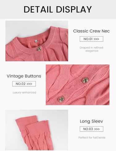 Omoone Short Cardigan Sweaters for Women Loose Crewneck Cable Knit Tops Casual Chunky Button Up Fall Outfits in Kuwait
