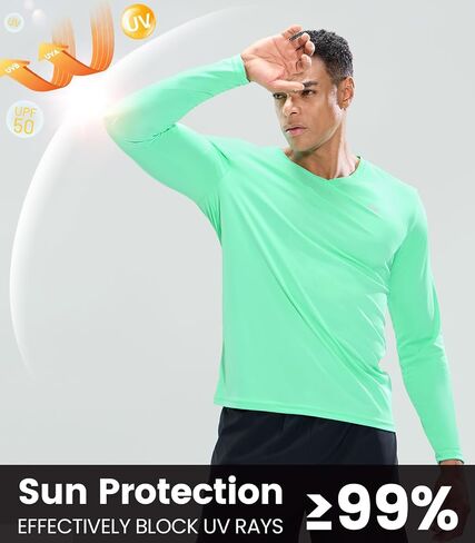 Men's V Neck UPF 50+ UV Sun Protection Long Sleeve T-Shirts Athletic Dry Fit Tee Shirt for Running Workout Gym in Saudi Arabia