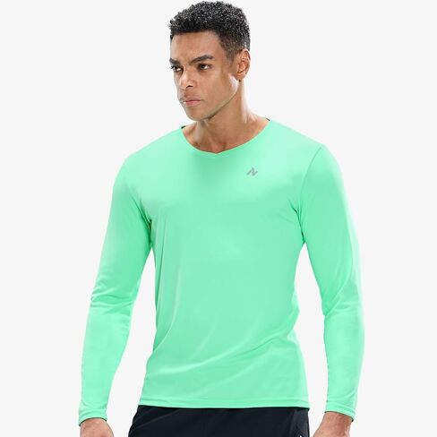 Men's V Neck UPF 50+ UV Sun Protection Long Sleeve T-Shirts Athletic Dry Fit Tee Shirt for Running Workout Gym in Saudi Arabia