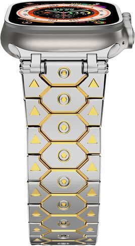 Stainless Steel Watch Band Compatible with Apple Watch Band for Men 49mm 45mm 44mm 42mm 41mm 40mm 38mm, Octagon Shape Titan Metal Strap for iWatch Bands Ultra 2, SE, Series 9 8 7 6 5 4 3 2 1 in Saudi Arabia