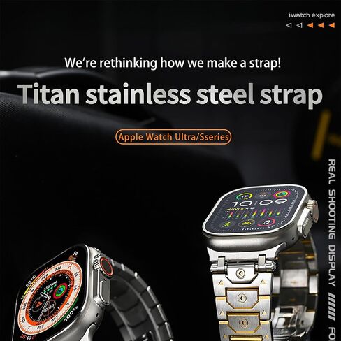Stainless Steel Watch Band Compatible with Apple Watch Band for Men 49mm 45mm 44mm 42mm 41mm 40mm 38mm, Octagon Shape Titan Metal Strap for iWatch Bands Ultra 2, SE, Series 9 8 7 6 5 4 3 2 1 in Saudi Arabia