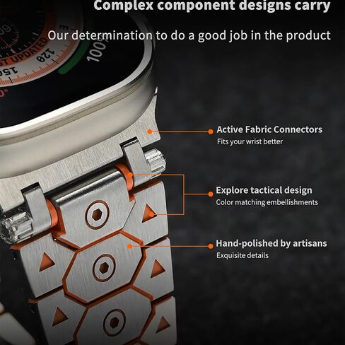 Stainless Steel Watch Band Compatible with Apple Watch Band for Men 49mm 45mm 44mm 42mm 41mm 40mm 38mm, Octagon Shape Titan Metal Strap for iWatch Bands Ultra 2, SE, Series 9 8 7 6 5 4 3 2 1 in Saudi Arabia