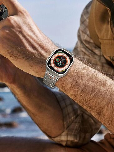 Stainless Steel Watch Band Compatible with Apple Watch Band for Men 49mm 45mm 44mm 42mm 41mm 40mm 38mm, Octagon Shape Titan Metal Strap for iWatch Bands Ultra 2, SE, Series 9 8 7 6 5 4 3 2 1 in Saudi Arabia