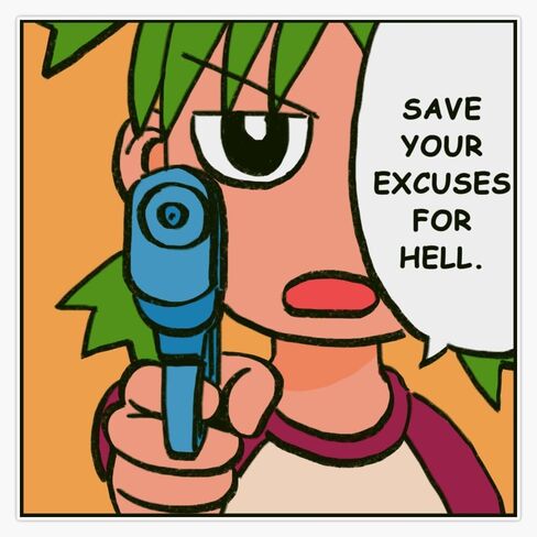 MAGNET I Draw Water Gun Yotsuba Says Save Your Excuses For Hell Meme Magnetic Vinyl Sticker Decal Magnet 5" in Saudi Arabia