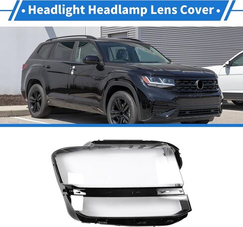 Headlight Lens Cover Headlight Headlamp Lense Clear Lens Cover for VW Atlas 2018-2020 Clear,Black PC 1 Pcs Front Right Car in Saudi Arabia