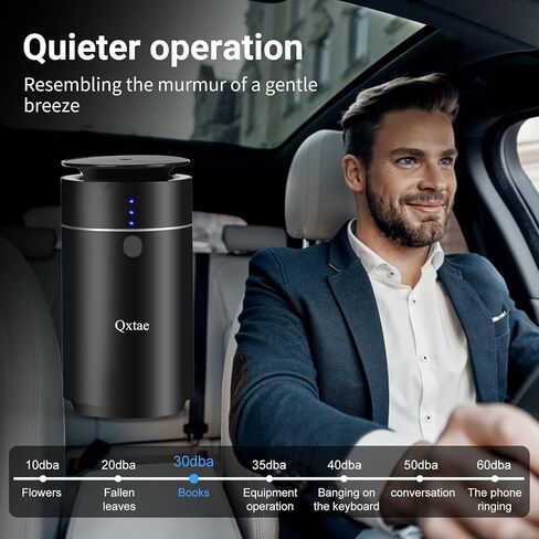 Waterless Car Diffuser for Essential Oils. Battery Operated Air Freshener, USB-C Rechargeable, Quiet, Leak-Proof, Countdown Timer, Auto-Off, Perfect for Car Home Office(Black) in Saudi Arabia