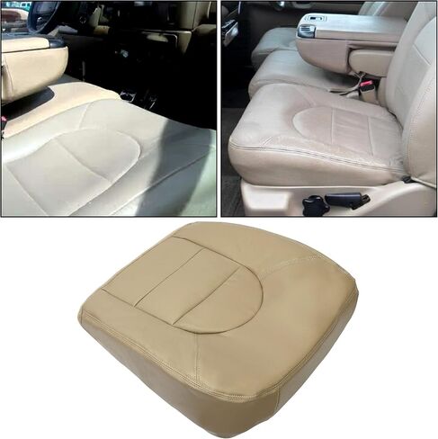 ECOTRIC Seat Bottom Cover Replacement Compatible with 1999 2000 Ford F250 F350 F450 Lariat Front Left Driver Side Tan Artificial Leather in Saudi Arabia