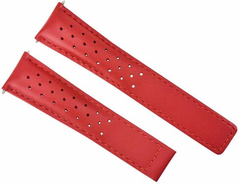 Ewatchparts 22mm Leather Watch Band Strap Compatible With Tag Heuer Carerra Monaco Formula Perforated Red in Saudi Arabia