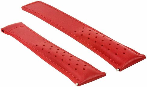 Ewatchparts 22mm Leather Watch Band Strap Compatible With Tag Heuer Carerra Monaco Formula Perforated Red in Saudi Arabia