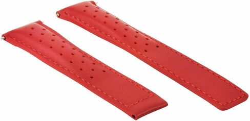 Ewatchparts 22mm Leather Watch Band Strap Compatible With Tag Heuer Carerra Monaco Formula Perforated Red in Saudi Arabia
