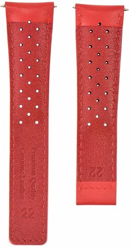 Ewatchparts 22mm Leather Watch Band Strap Compatible With Tag Heuer Carerra Monaco Formula Perforated Red in Saudi Arabia