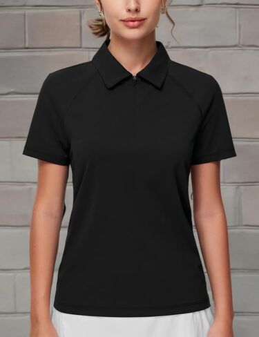 Women's Short Sleeve Golf Polo Shirts UPF 50+ Zip Up Collared Athletic T-Shirt Quick Dry Tennis Workout Tops in Saudi Arabia