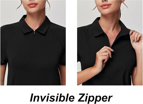 Women's Short Sleeve Golf Polo Shirts UPF 50+ Zip Up Collared Athletic T-Shirt Quick Dry Tennis Workout Tops in Saudi Arabia