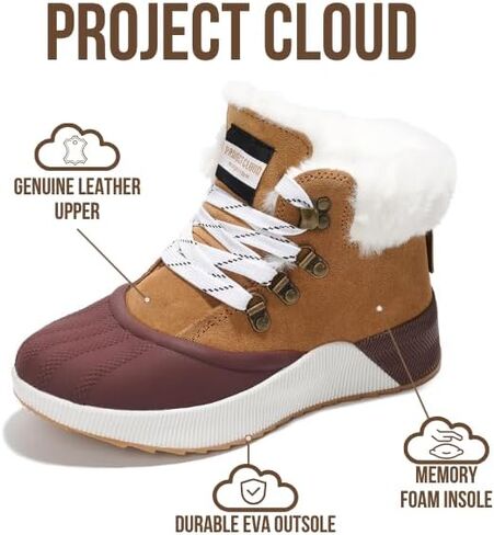 Project Cloud Waterproof Snow Boots for Women Memory Foam Non-Slip Shoes | Memory Foam Insole; Waterproof Design; Non-Slip Sole; Lightweight Snow Boots; Indoor & Outdoor Winter Comfort Wear in Kuwait