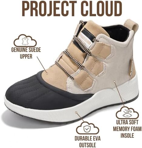 Project Cloud Waterproof Boots for Women - Memory Foam Winter Boots for Women, Non-Slip Snow Boots & Winter Shoes, Womens Boots Shoes Women Footwear - Women Boots Shoe Lace in Kuwait