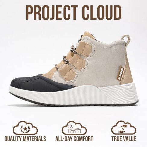 Project Cloud Waterproof Boots for Women - Memory Foam Winter Boots for Women, Non-Slip Snow Boots & Winter Shoes, Womens Boots Shoes Women Footwear - Women Boots Shoe Lace in Kuwait
